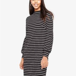 Ann Taylor Black and White Long Sleeve Dress